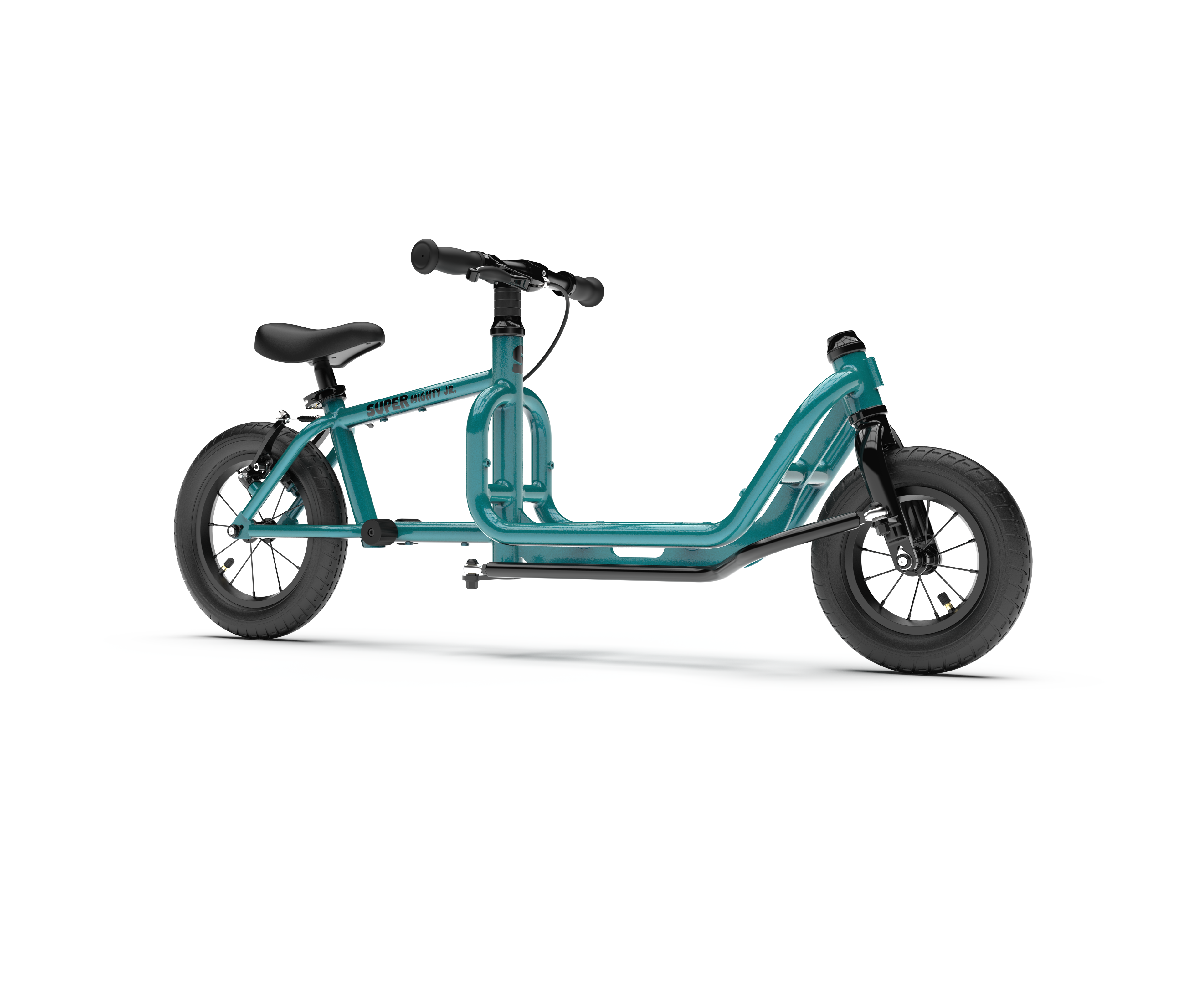 SUPER Mighty Junior Kinderlastenlaufrad in Blaugrün Metallic, Studioansicht