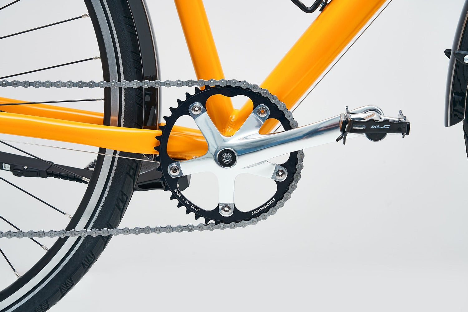 Antrieb eines gelben TYPE Bike Fahrrads