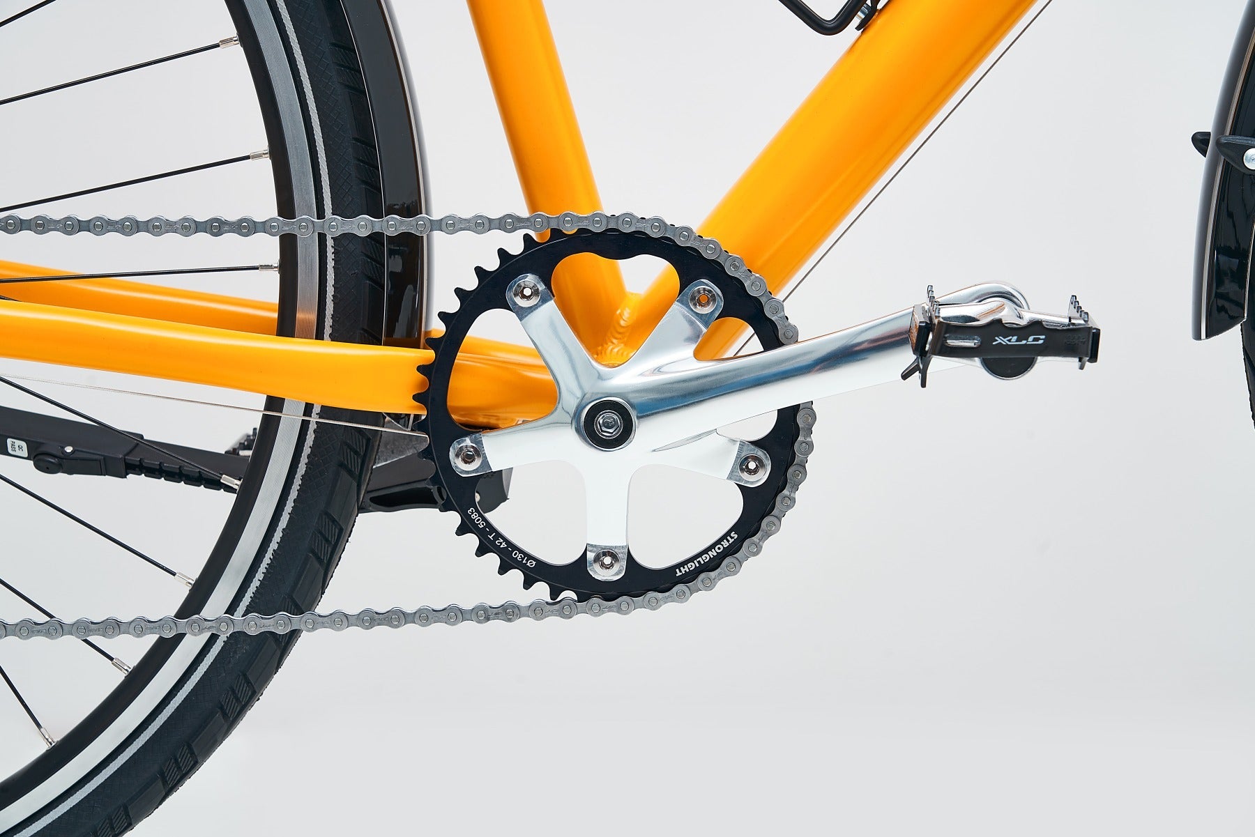 Antrieb eines gelben TYPE Bike Fahrrads
