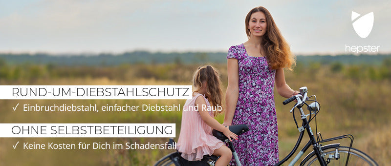 Fahrradversicherung Motiv mit Kind und Fahrrad