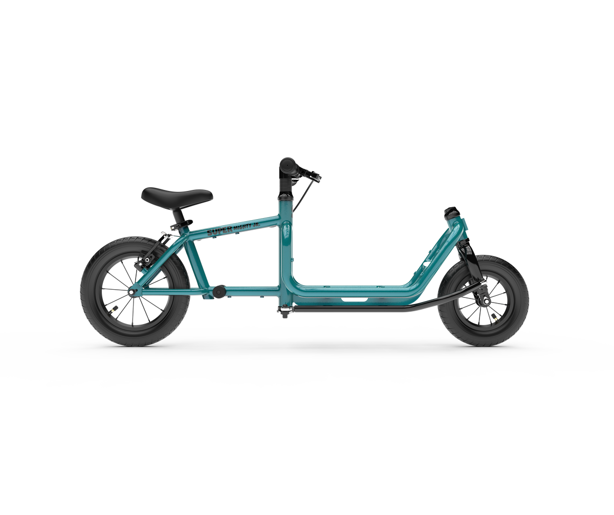 SUPER Mighty Junior Kinderlastenlaufrad in Blaugrün Metallic, Seitenansicht